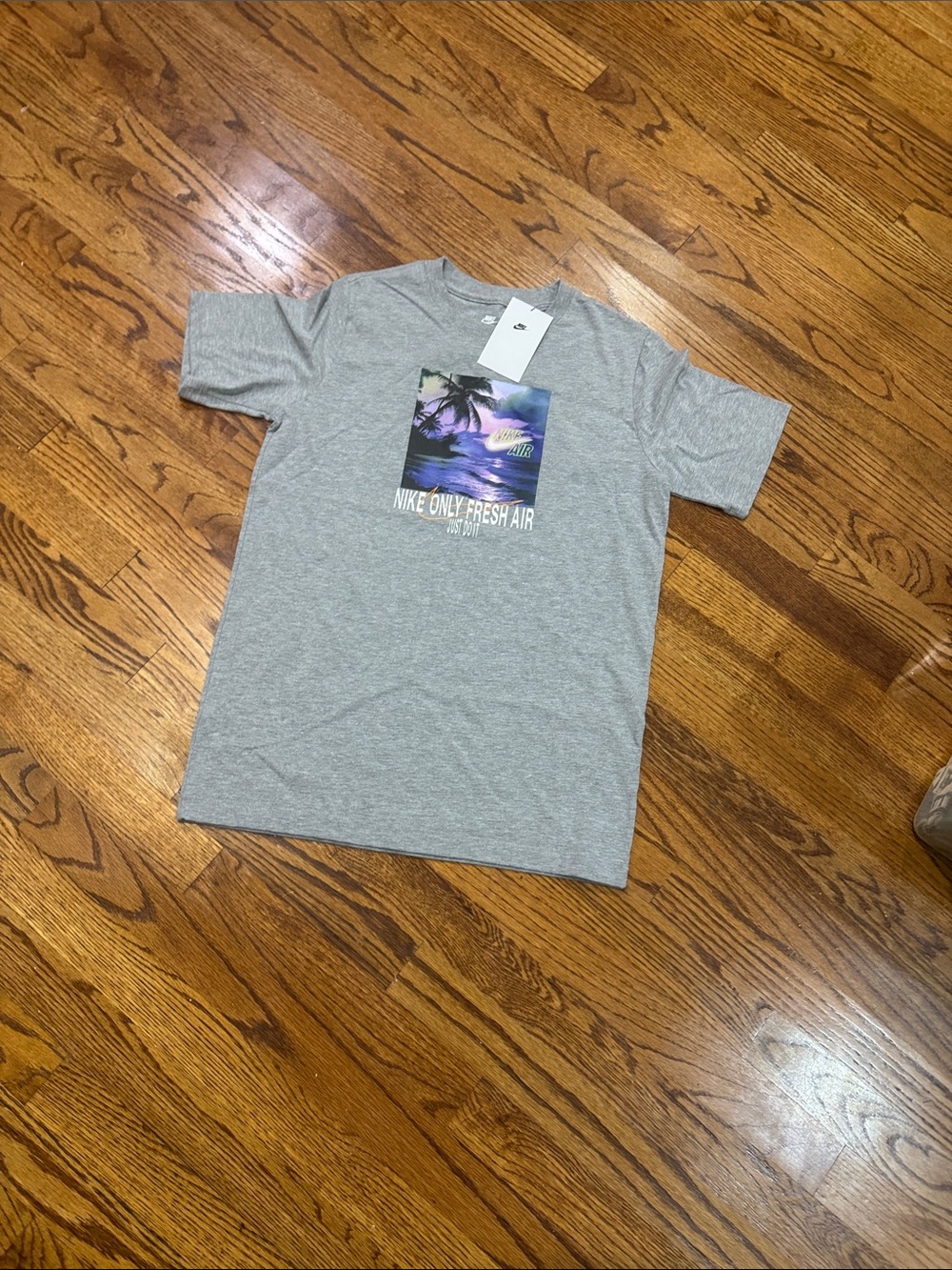 Nike Grey Tee with Purple and Blue Tropical Print